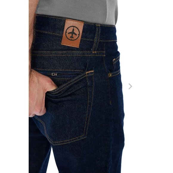 AVIATOR USA Mens Jeans The Concorde Travel Dark Wash Slim Fit 31 Hidden pockets - Picture 5 of 16